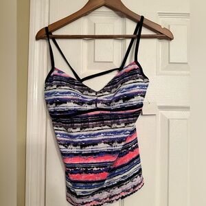 New Nike swim suit top Striped Multicolor Women's Top 10 $59